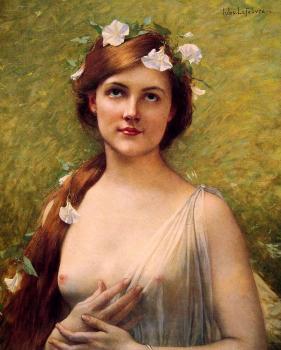Jules Joseph Lefebvre : Young woman with morning glories in her hair